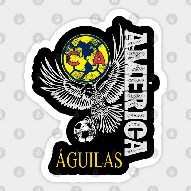 Aguilas del america escudo logo diseño estilo desgastado Sticker by soccer t-shirts